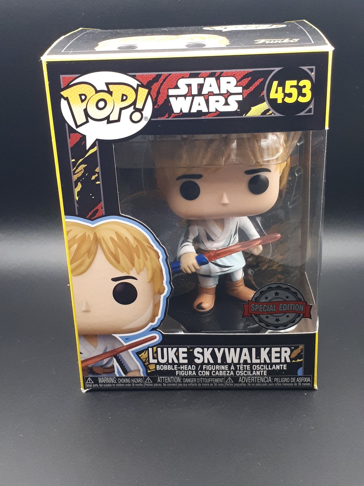Lot Star Wars Luke Skywalker : Funko Pop #453 Special Edition + Bitty Pop + Lightbox LED