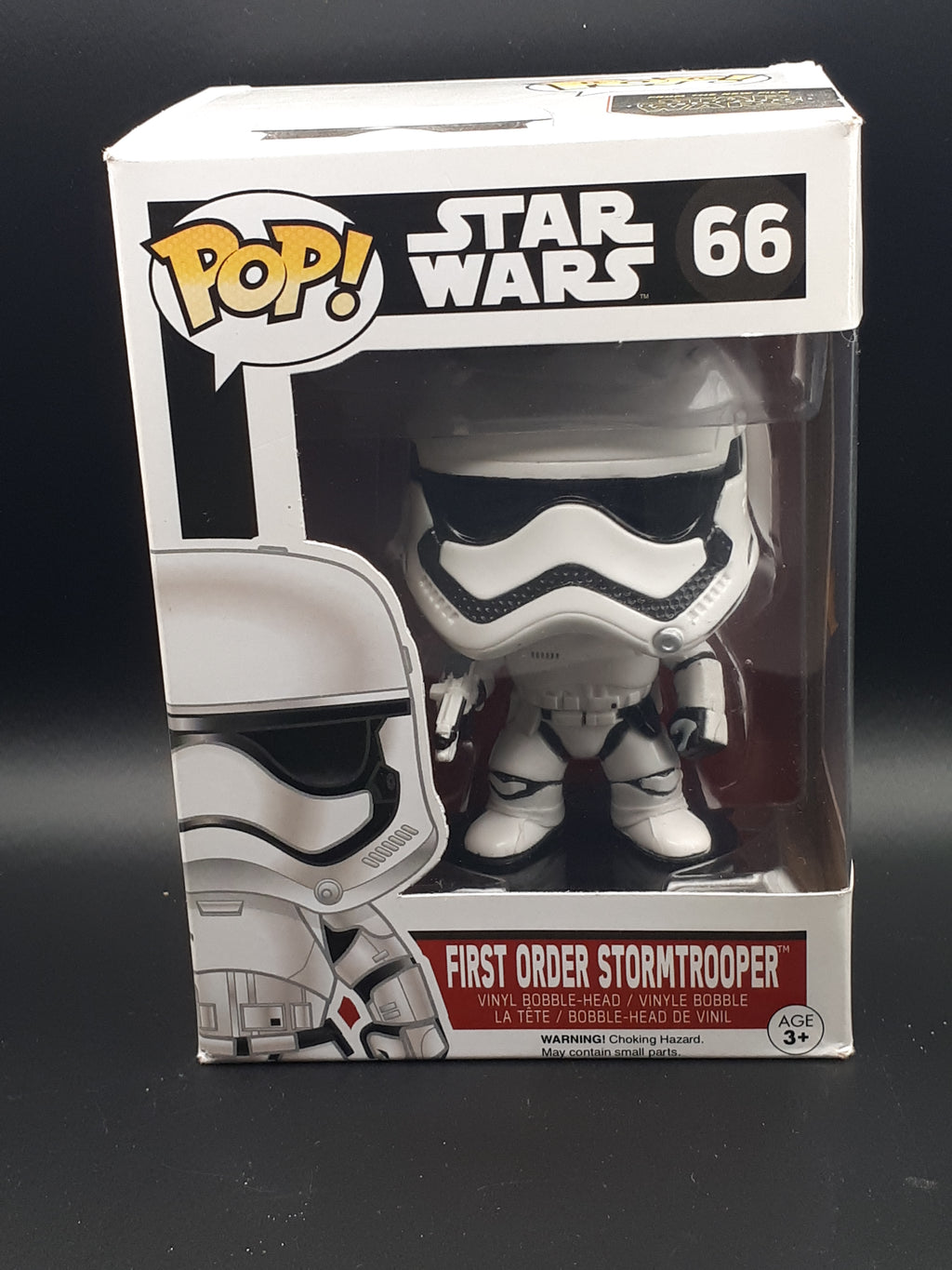 Lot Star Wars Stormtrooper : Funko Pop #66 + Pop Pin #30 Glow + Bitty Pop + Lightbox LED