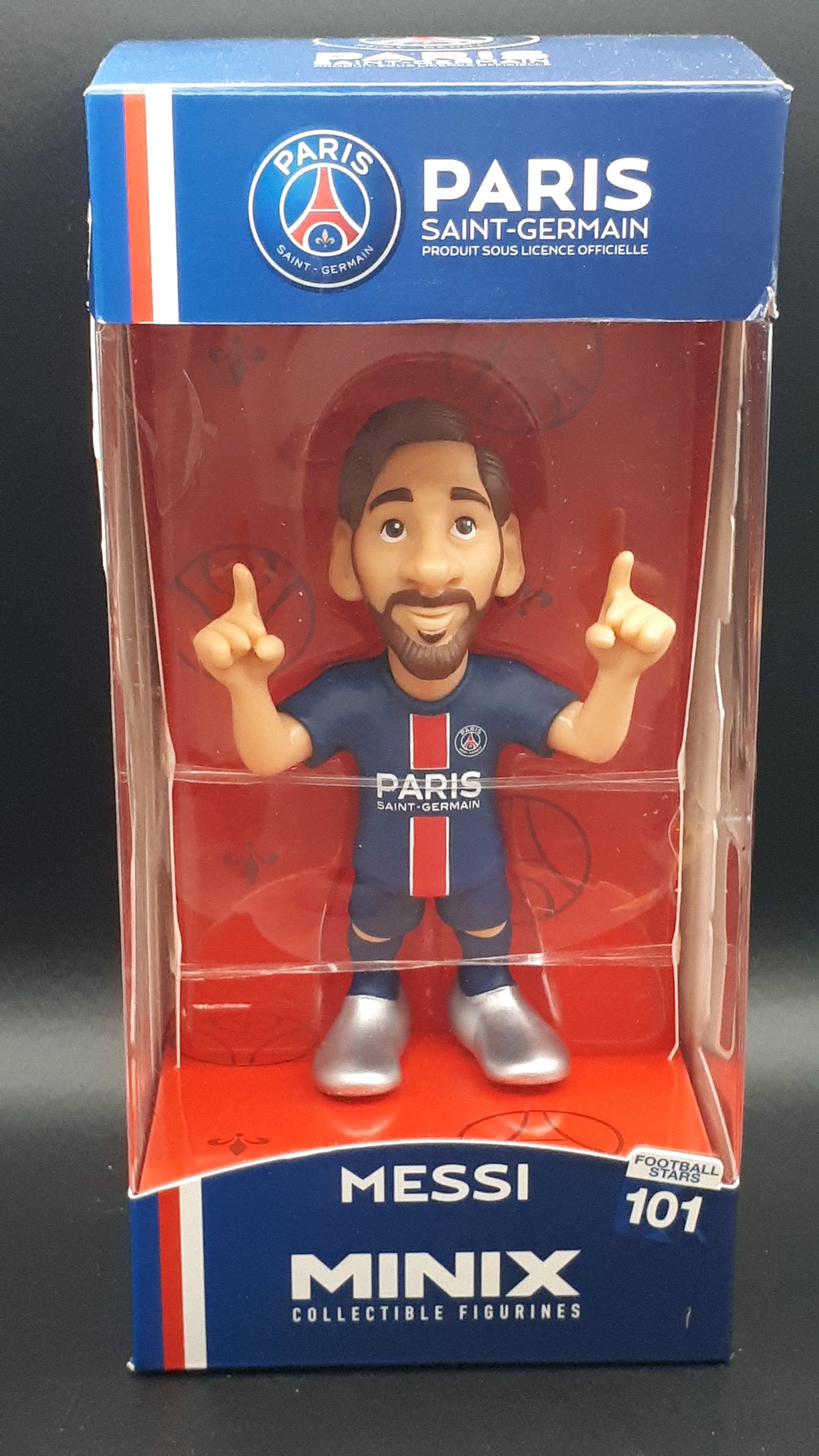 Lot PSG : Figurine MINIX Messi #101 (Football Stars) + Lightbox LED