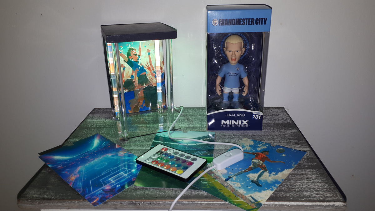 ⚽ Lot Haaland Manchester City : Figurine MINIX #131 + Lightbox LED