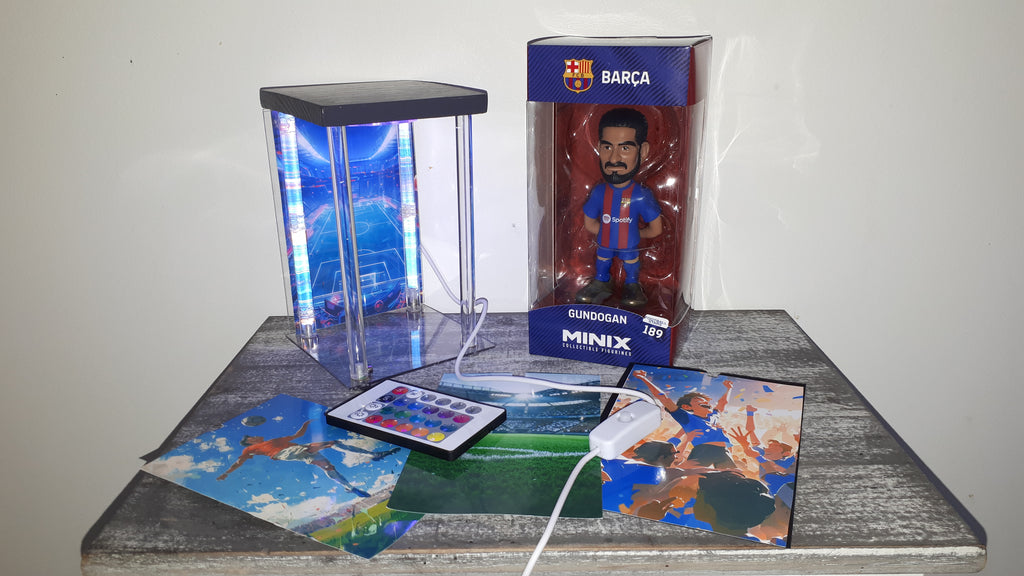 🔵🔴 Lot FC Barcelone Gündoğan : Figurine MINIX #189 + Lightbox LED