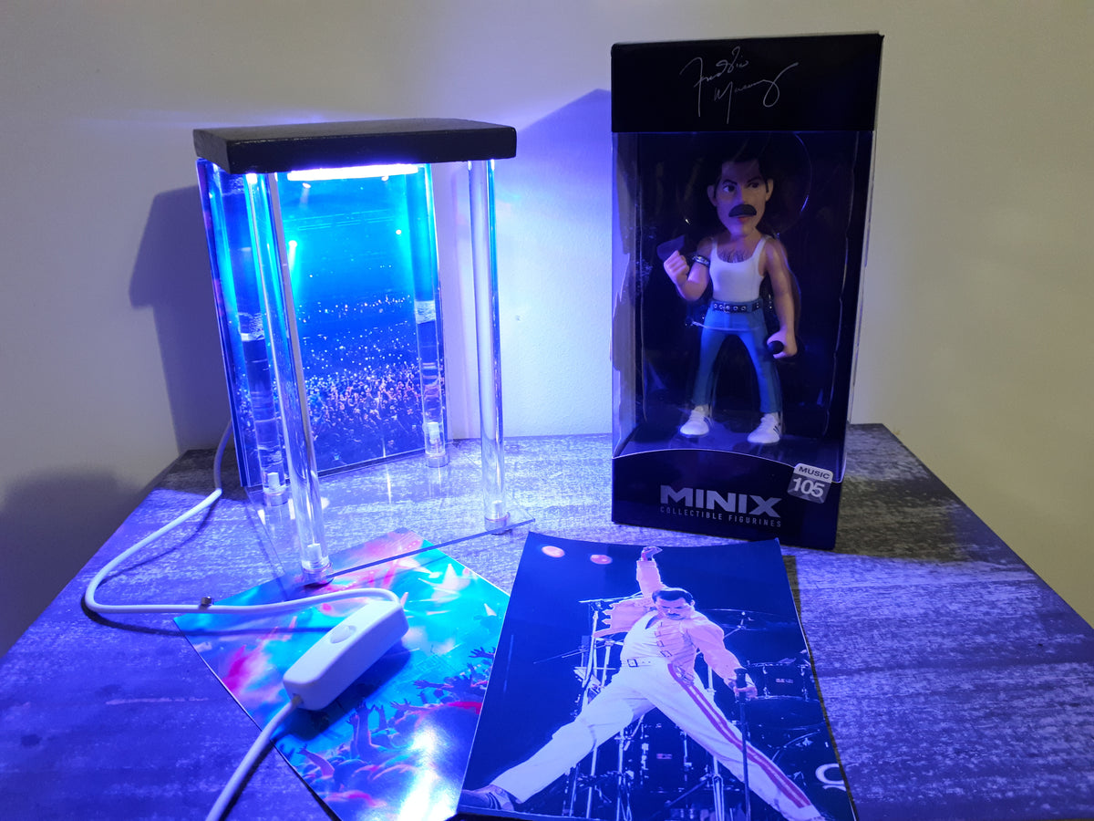 🎤 Lot Freddie Mercury : Figurine MINIX Music #105 + Lightbox LED ShinyGeeck décor concert + 2 décors